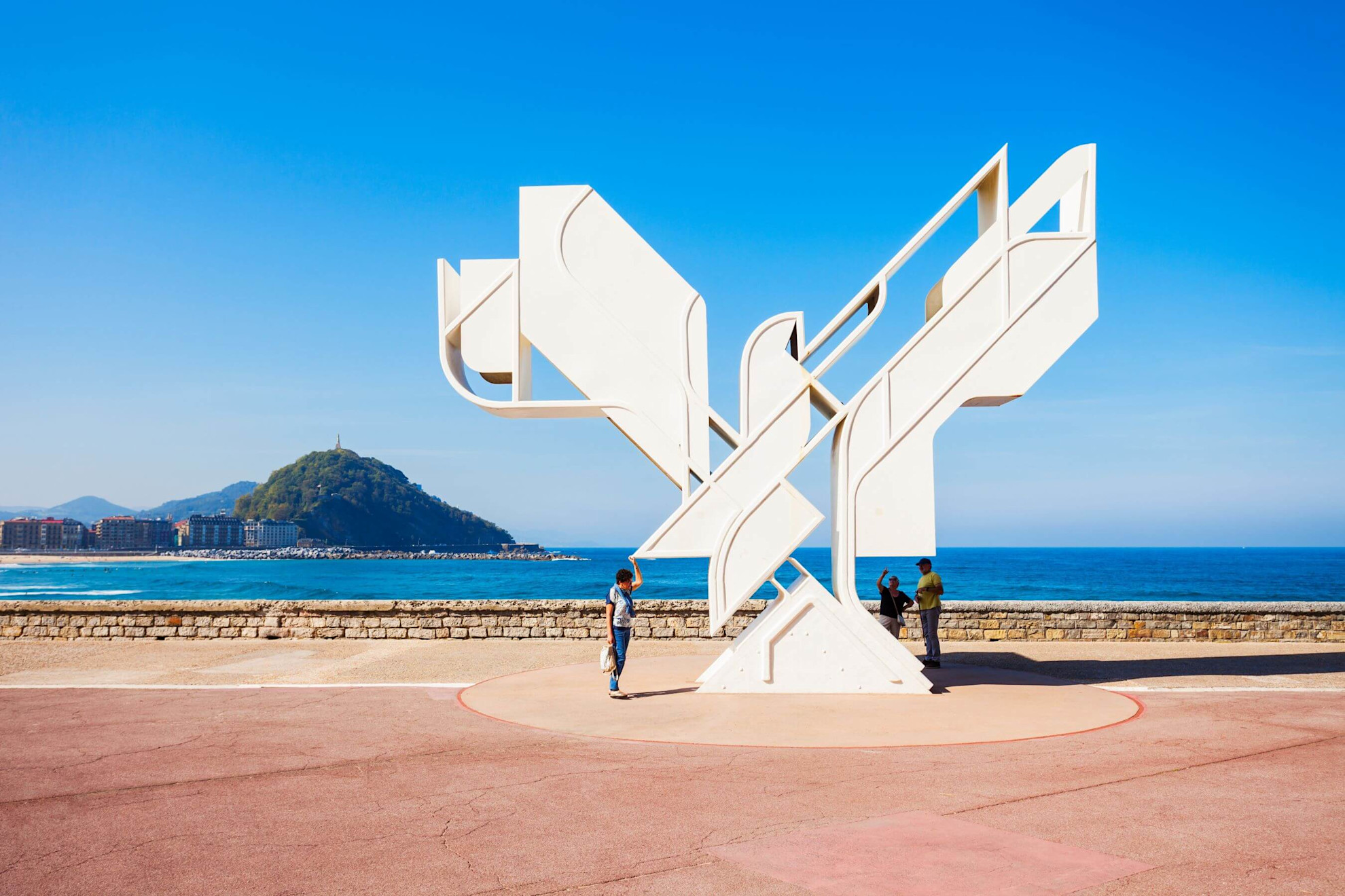 Peace Dove statue by Nestor Basterretxea beside Zurriola beach