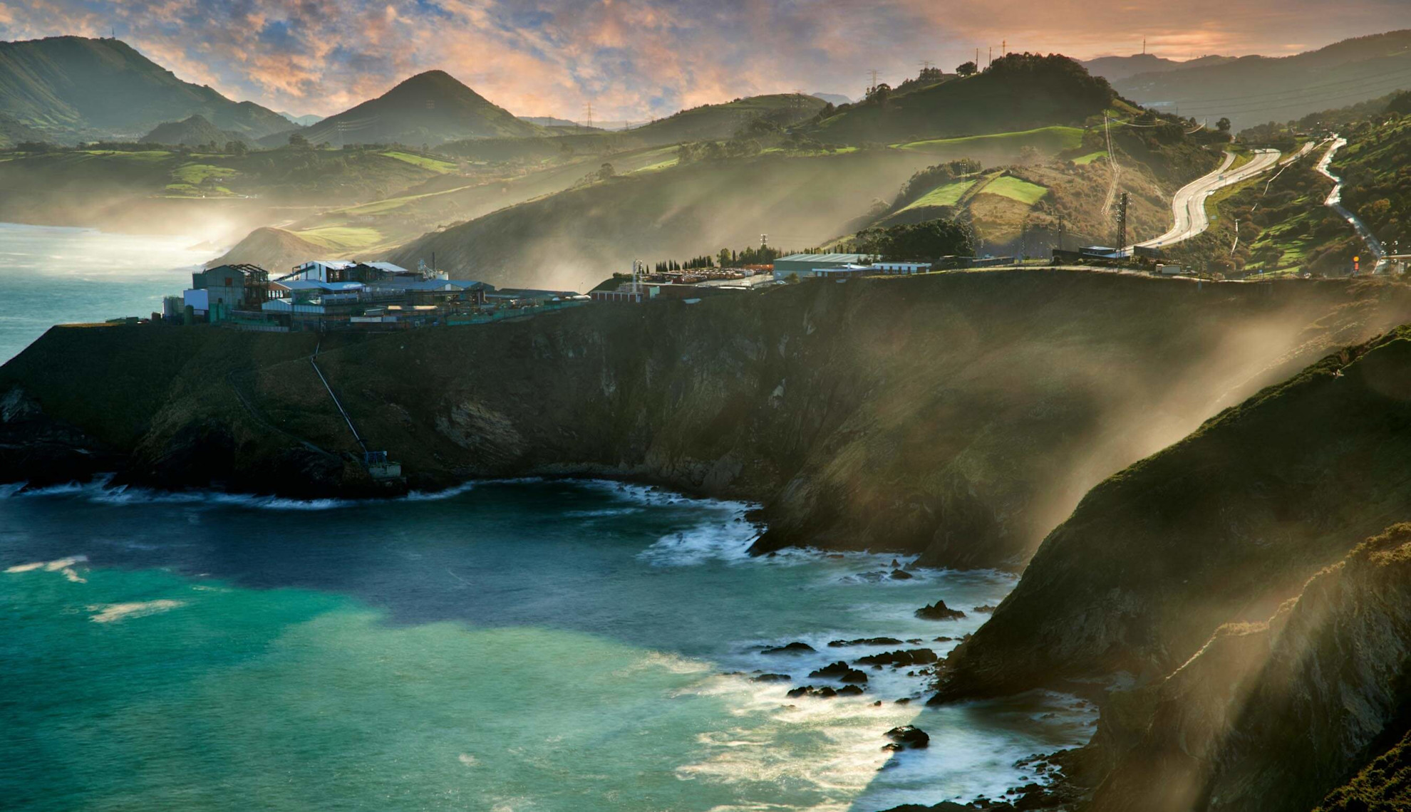 Cliff and Chemical Factory at Onton, Castro Urdiales, Cantabria, Spain, Europe