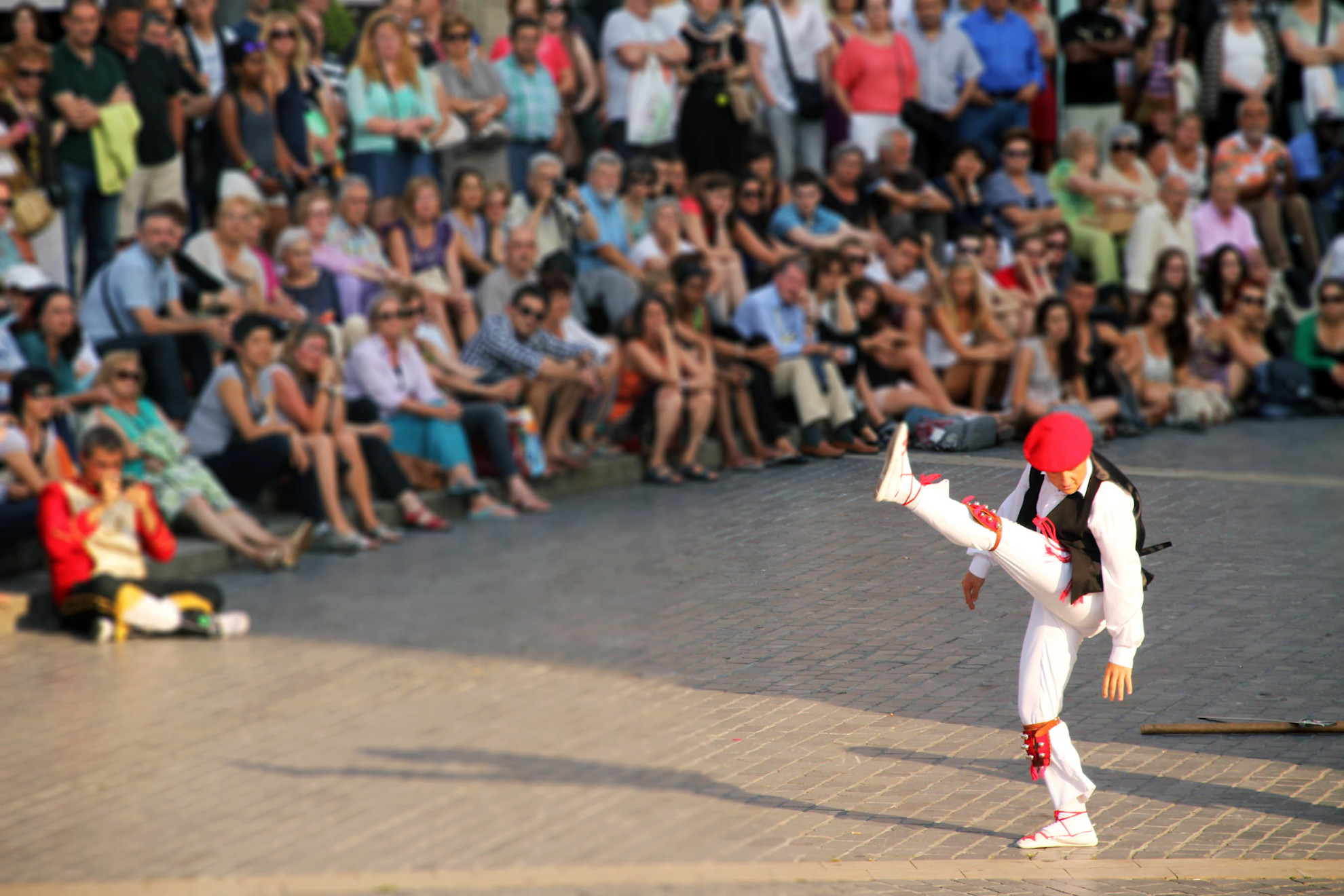 Basque dance performance in a square in Bilbao, Basque Country