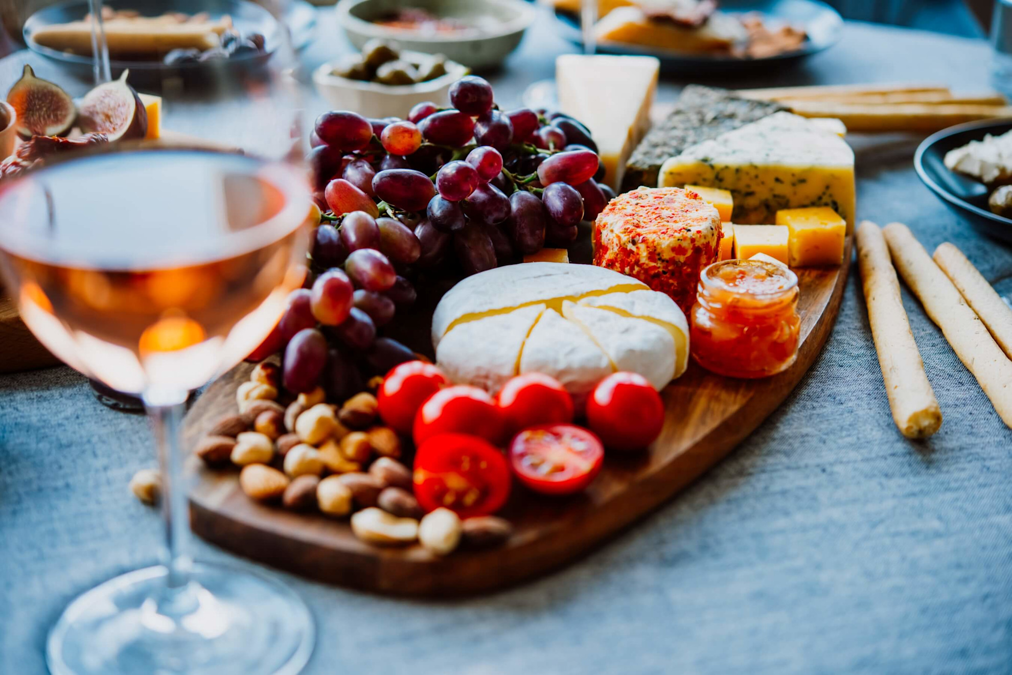 Board of camembert and other French cheeses