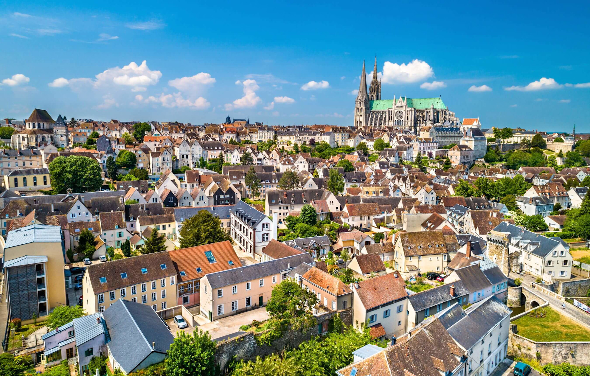 A view of the cathedral in Chartres