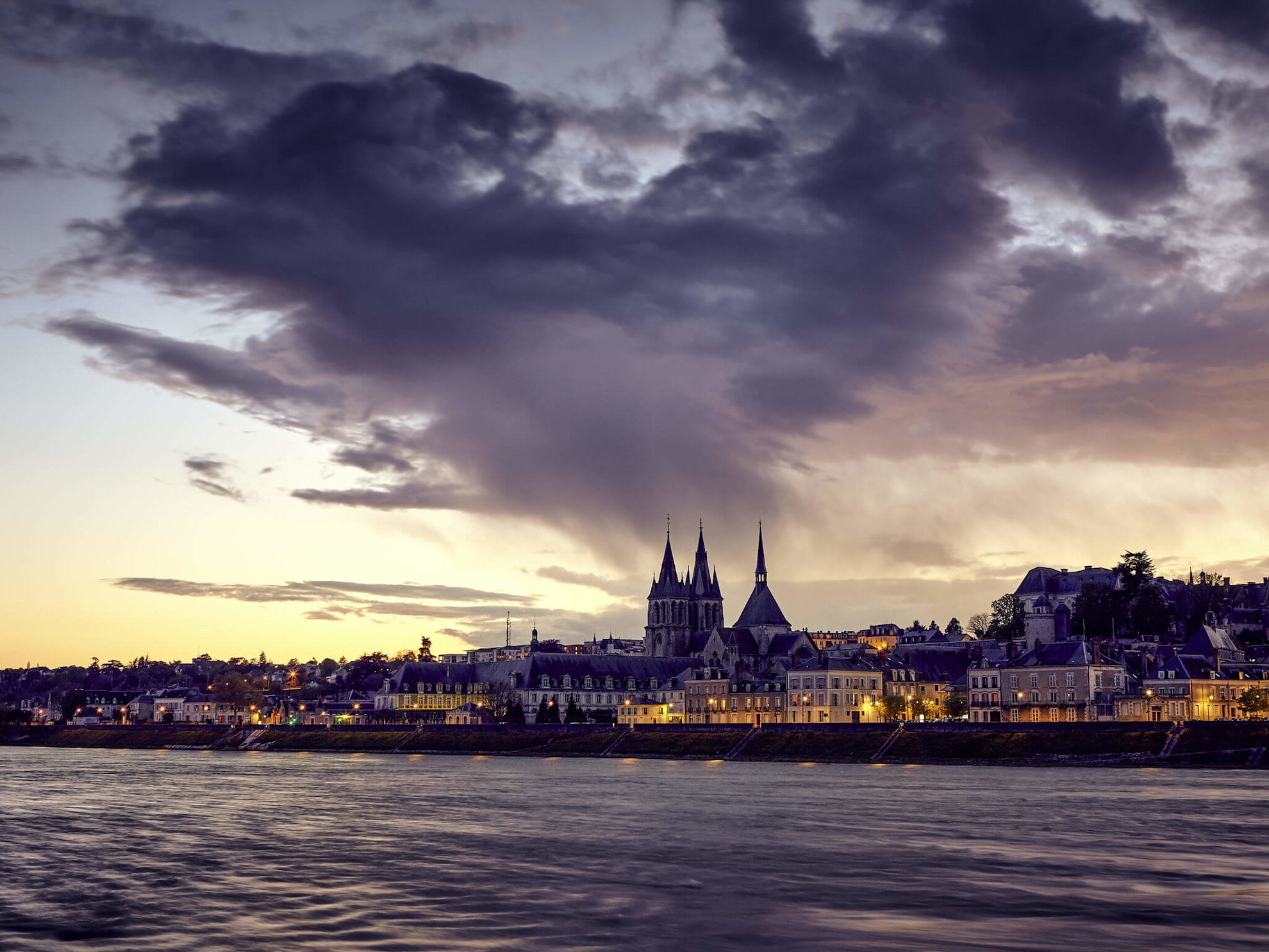 Loire river at Blois at dusk 