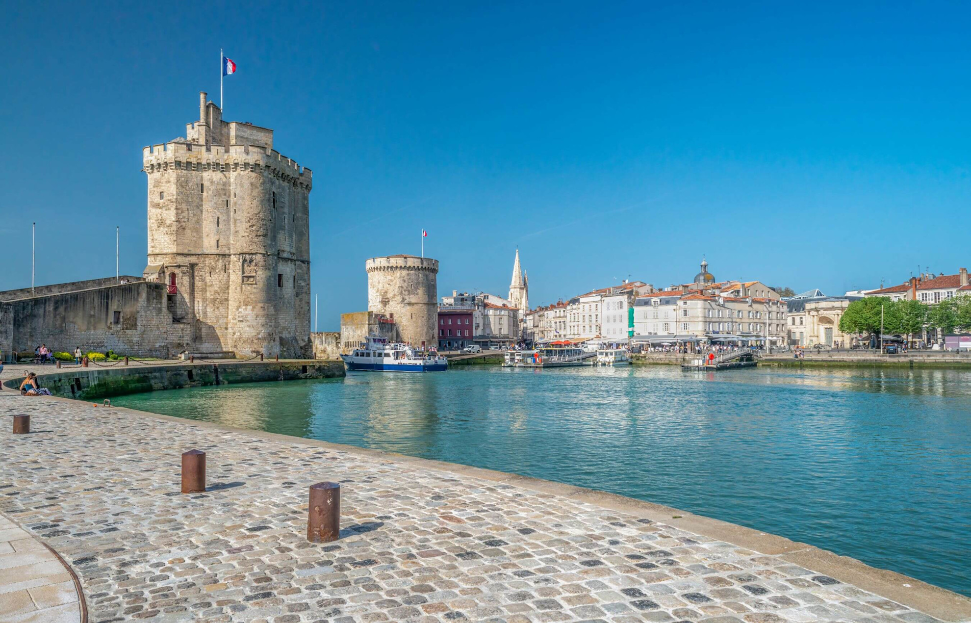 A view of the towers and the marina at La Rochelle