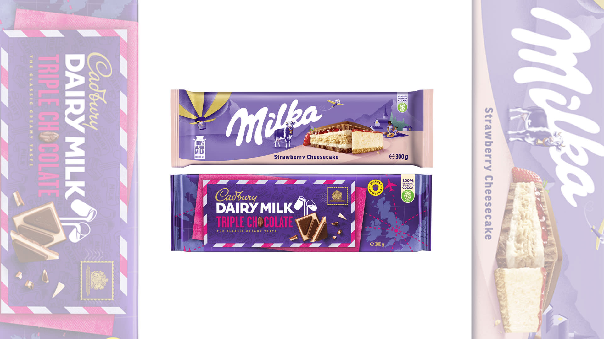 Milka & Cadbury tablets 270g to 300g 