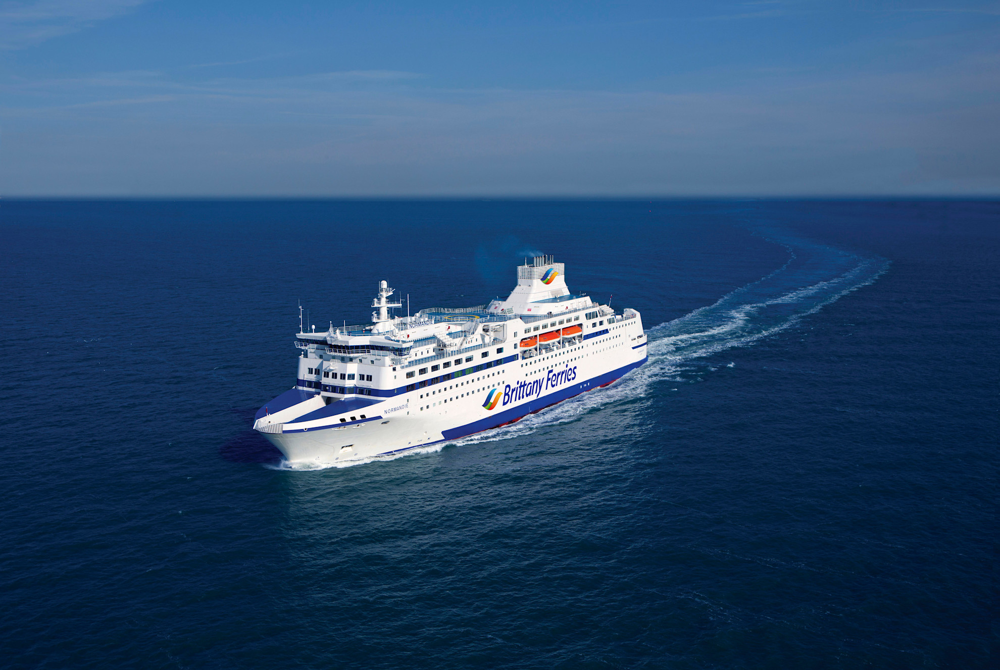 A photo of the Normandie cruise ferry sailing across the sea