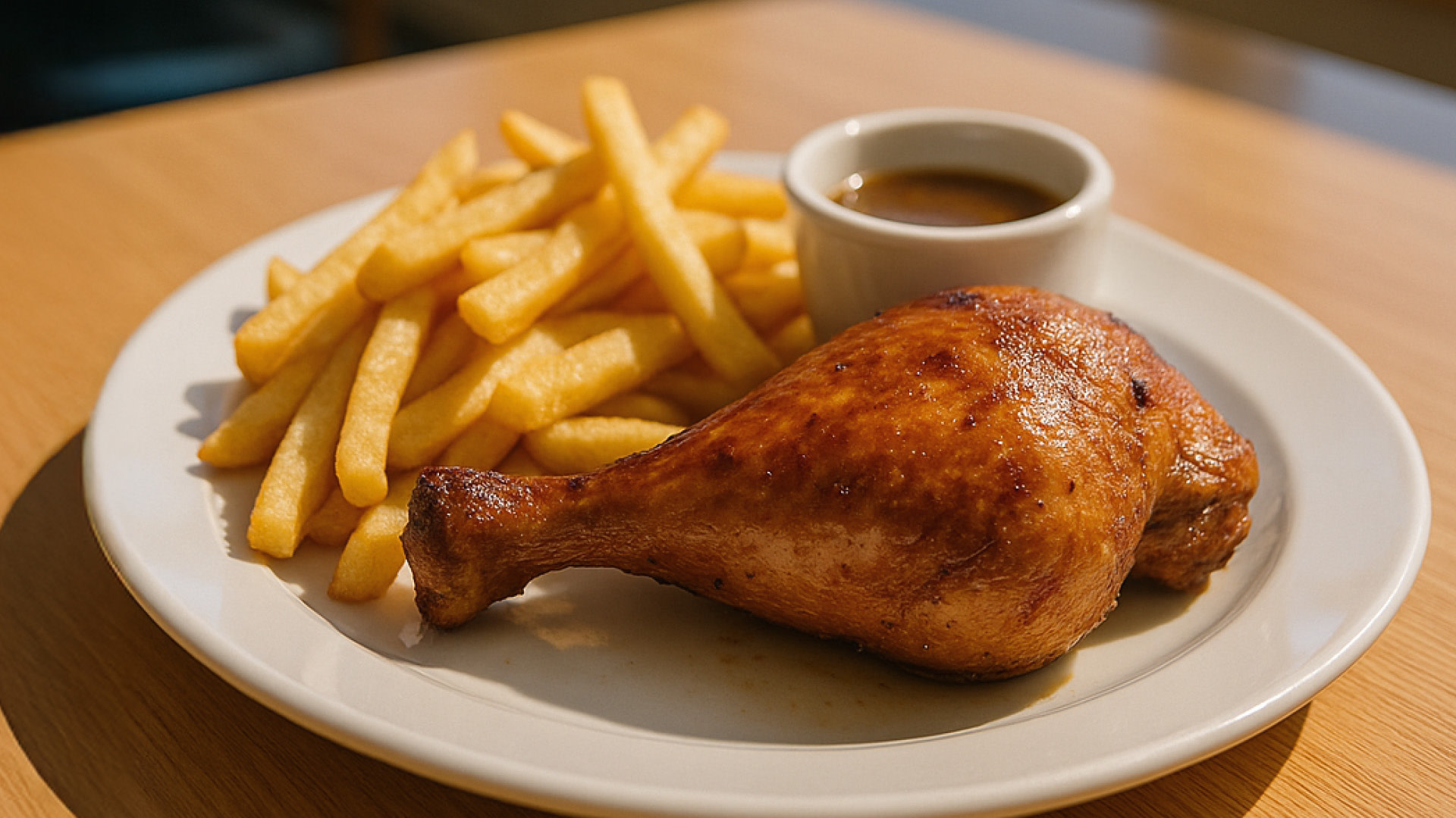 Roast chicken and chips