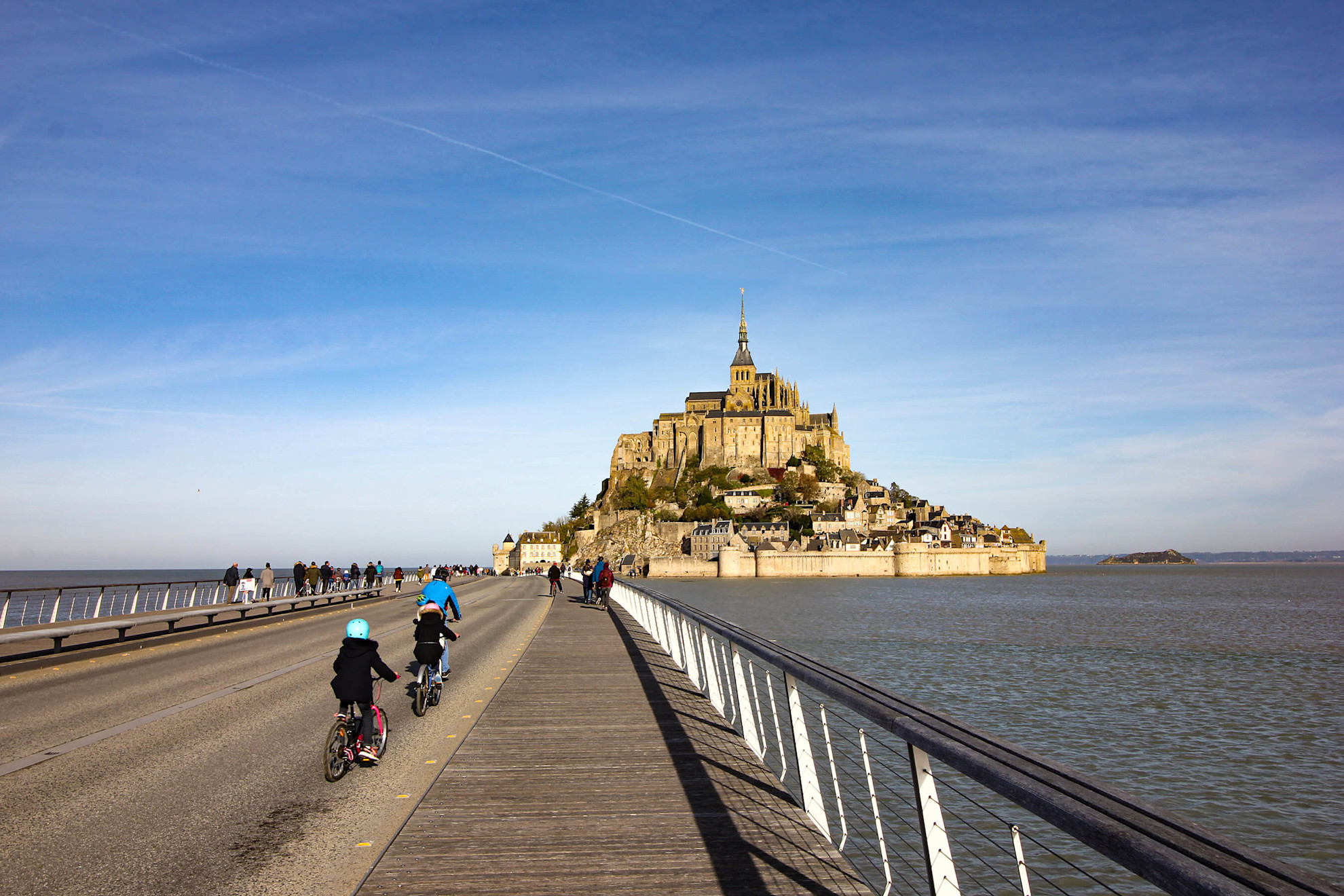 On the footbridge towards Mont St Michel
