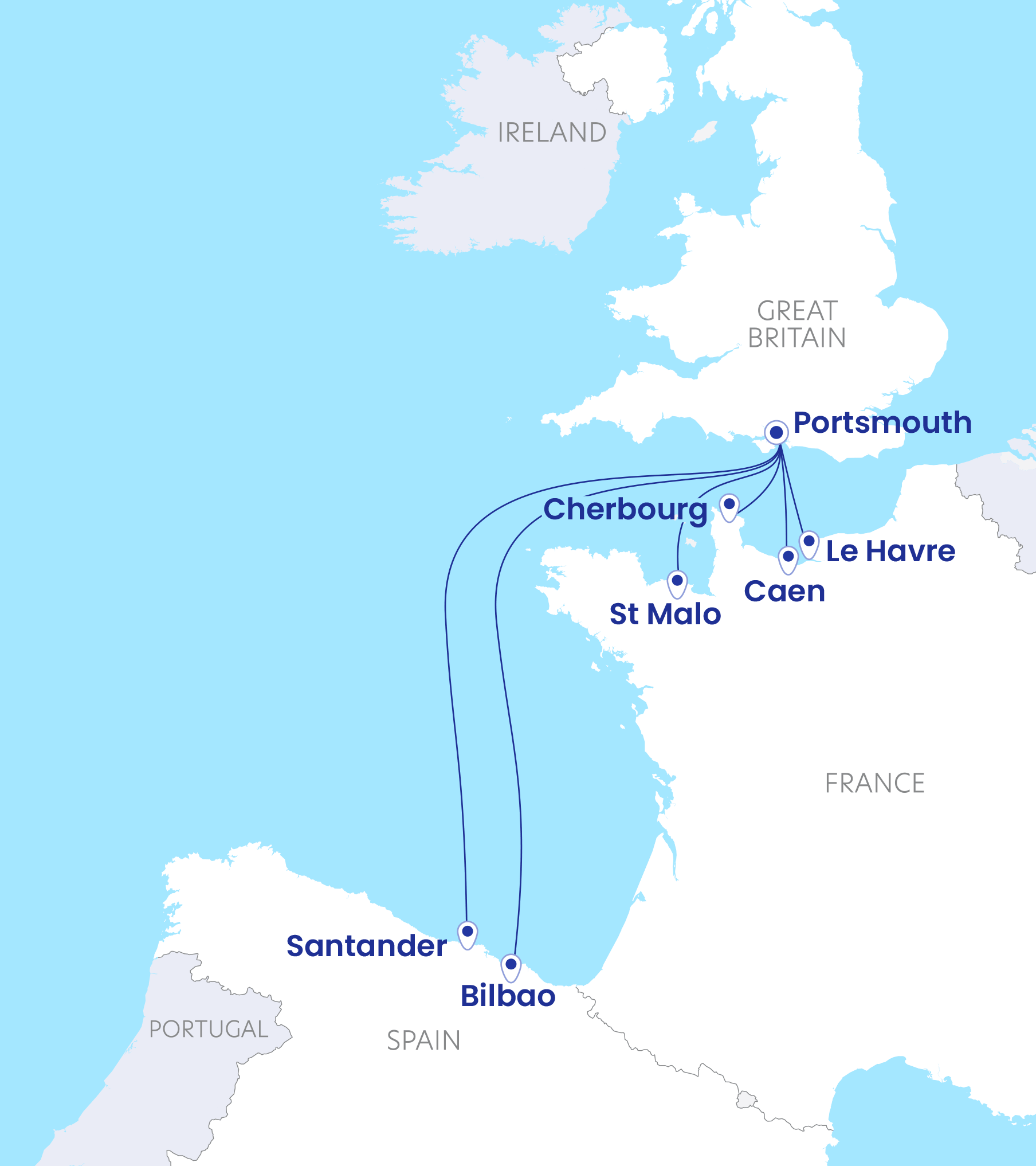 Ferry routes from Portsmouth to France & Spain